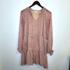 Vernacular Floral Cottagecore Long Sleeve V-Neck Dress Size Medium